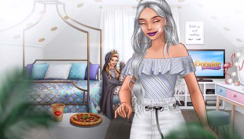 Dama iz igre Lady Popular u svojoj uređenoj sobi